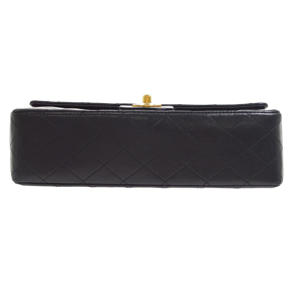 Chanel Vintage Classic Single Flap Quilted Lambskin Black Leather Handbag (Pre-Owned)