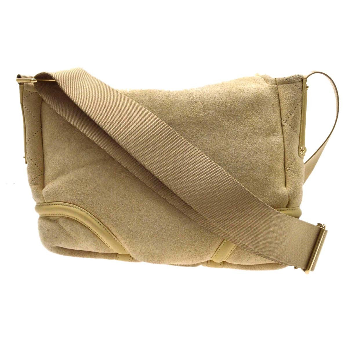 Chanel Cc Messenger Suede Beige Suede Shoulder Bag Bag (Pre-Owned)