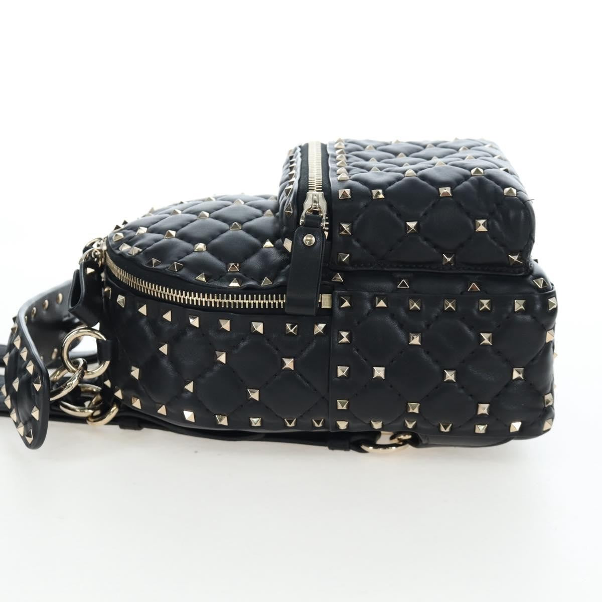 Valentino Garavani Rockstud Spike Quilted Leather Black Leather Backpack Bag (Pre-Owned)
