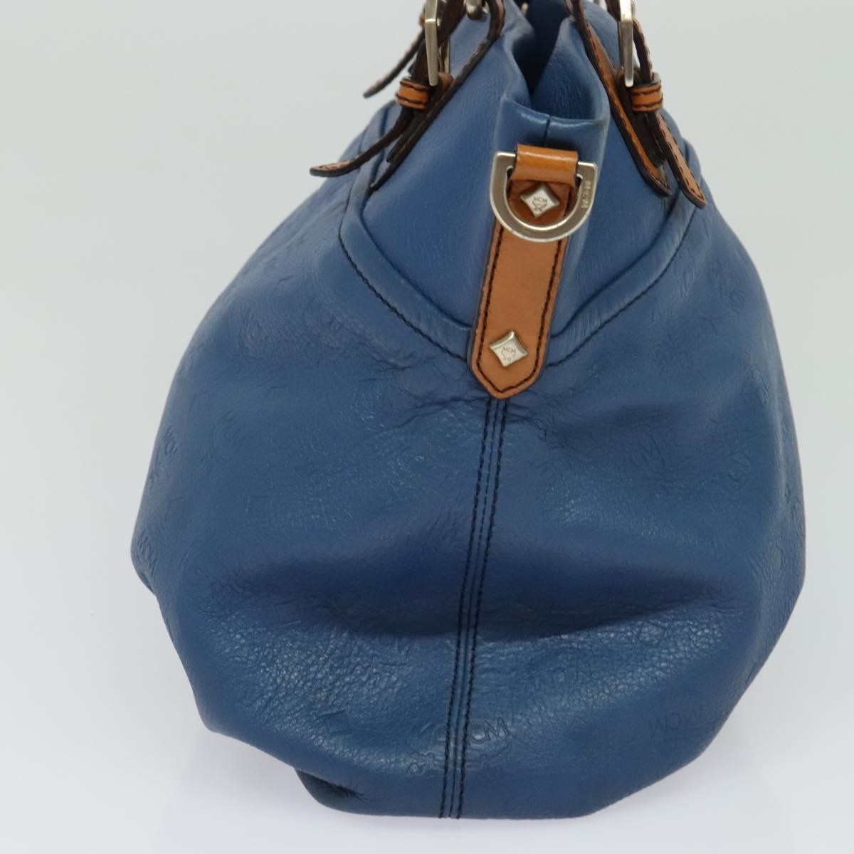 MCM Visetos Logogramme Leather Blue Leather Handbag (Pre-Owned)