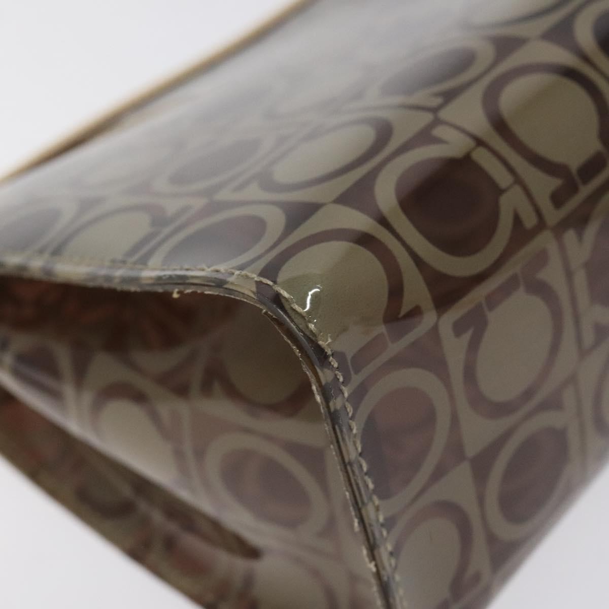 Salvatore Ferragamo Gancini Canvas Brown Vinyl Clutche & Pouche Bag (Pre-Owned)