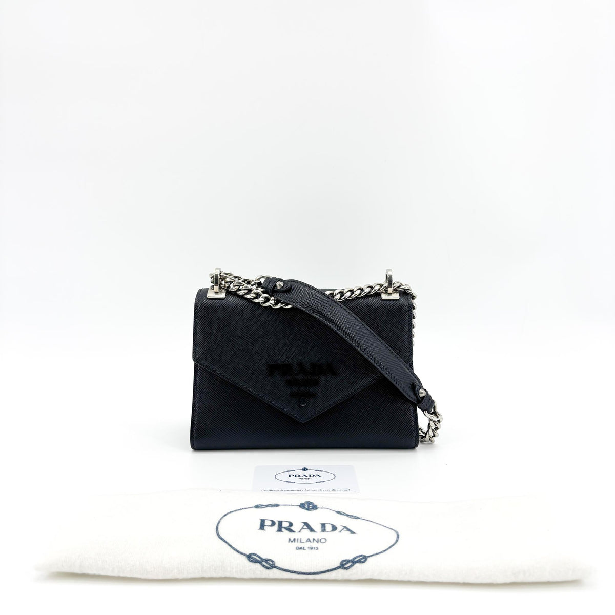Prada Monochrome Saffiano Leather Black Leather Tote Bag Bag (Pre-Owned)