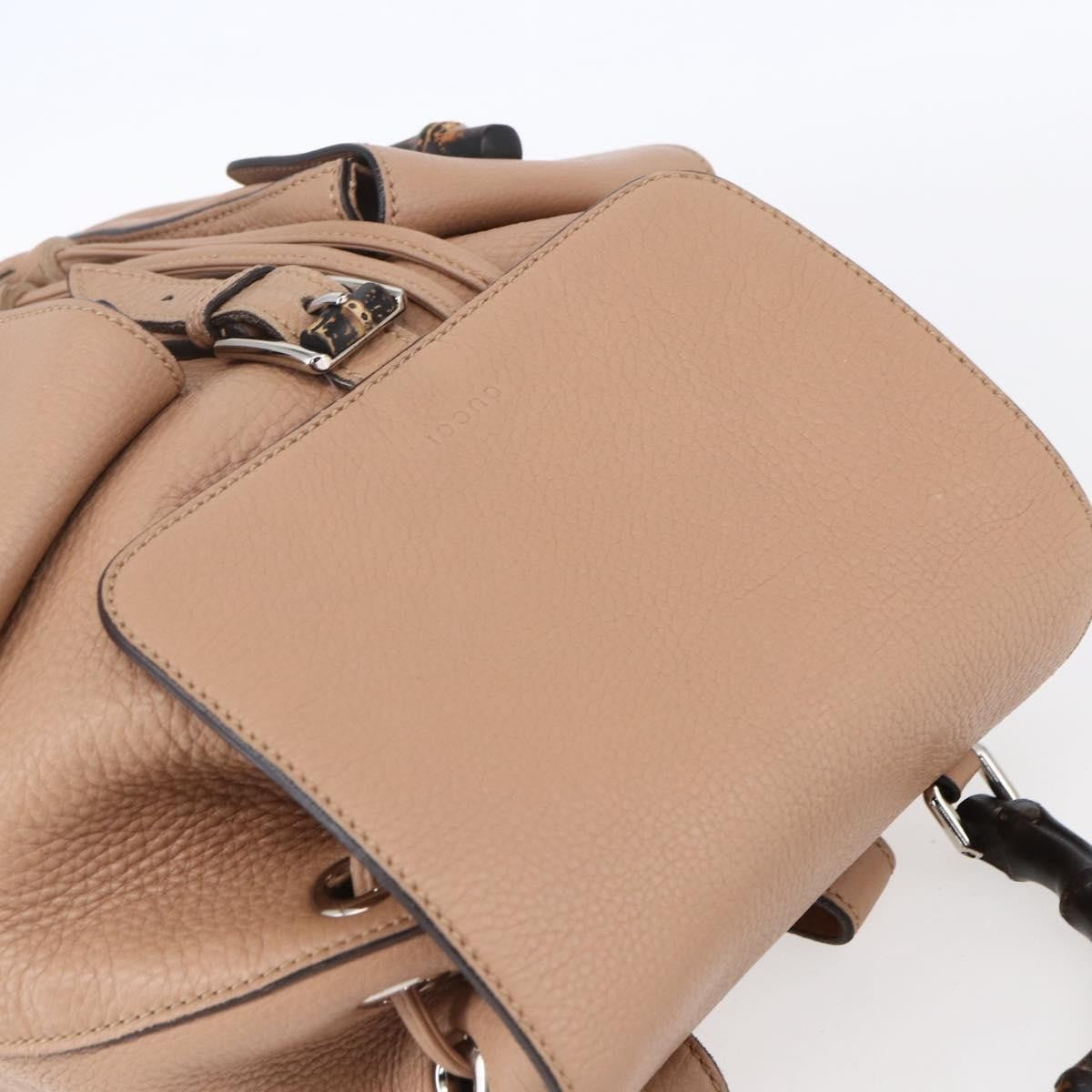 Gucci Vintage Bamboo Leather Beige Leather Backpack Bag (Pre-Owned)