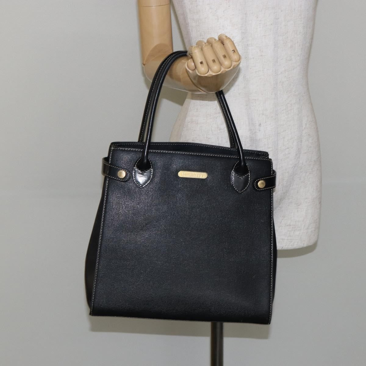 Burberry Vintage Leather Black Leather Handbag (Pre-Owned)