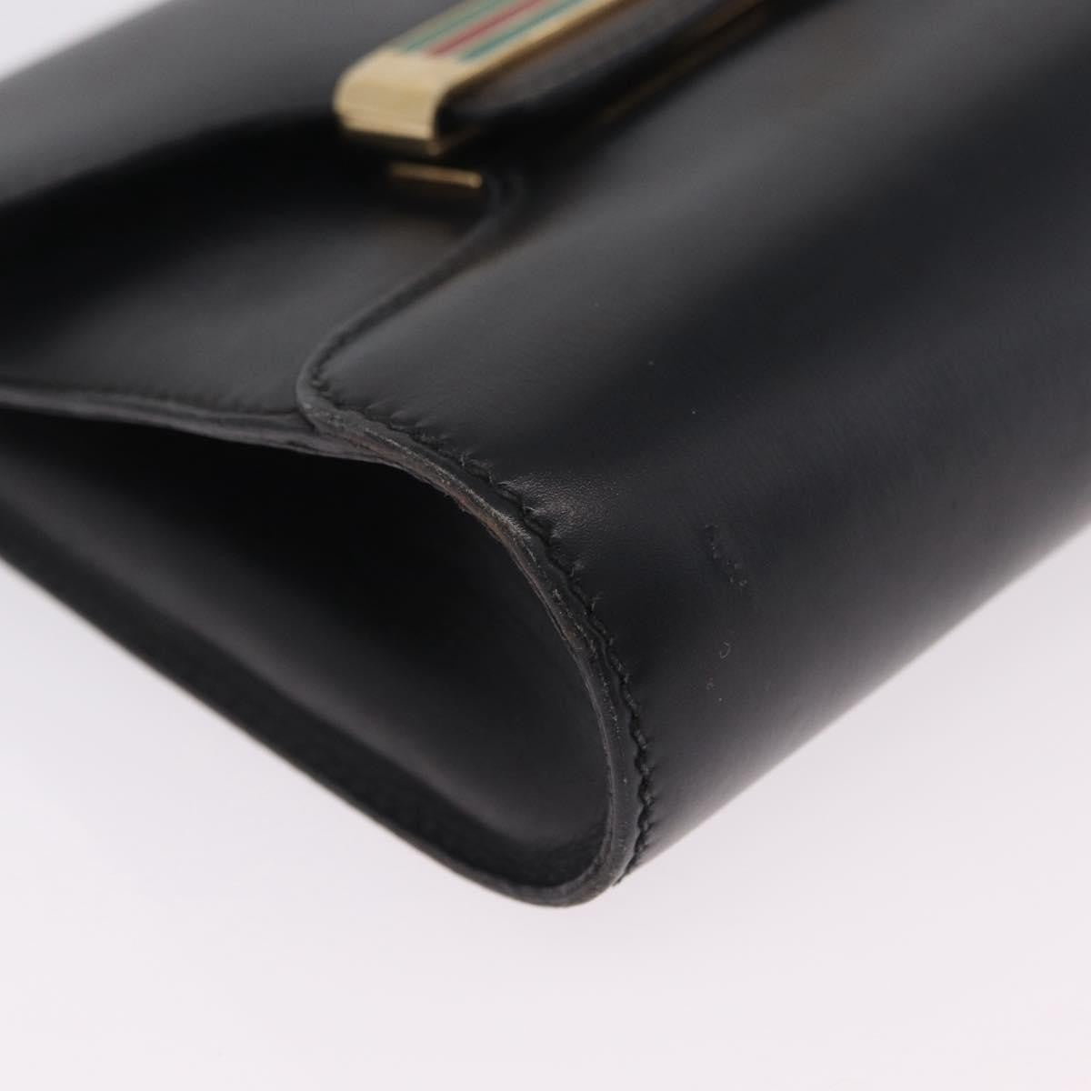 Gucci Sherry Line Shoulder Leather Black Leather Handbag (Pre-Owned)