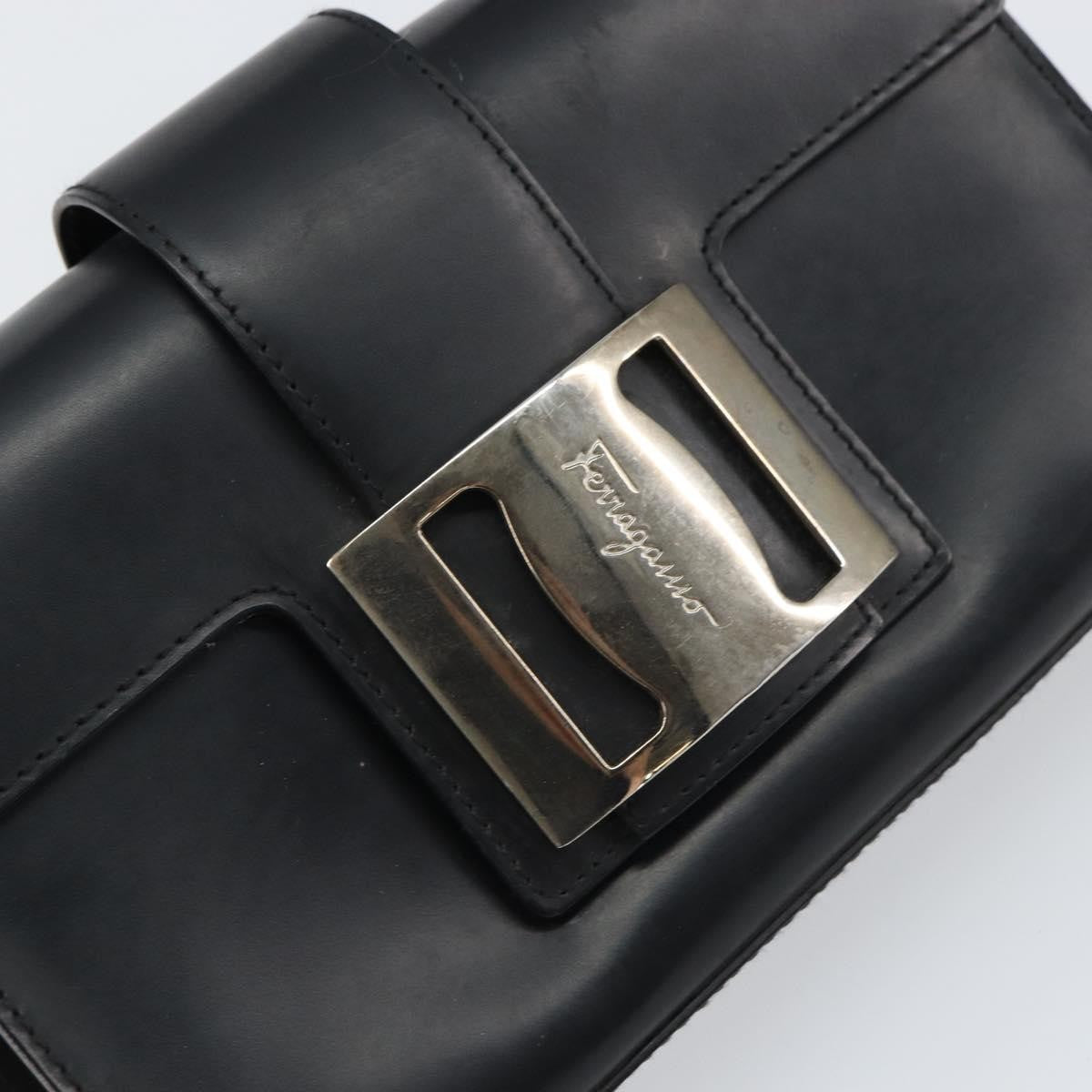 Salvatore Ferragamo Vala Leather Black Leather Handbag (Pre-Owned)