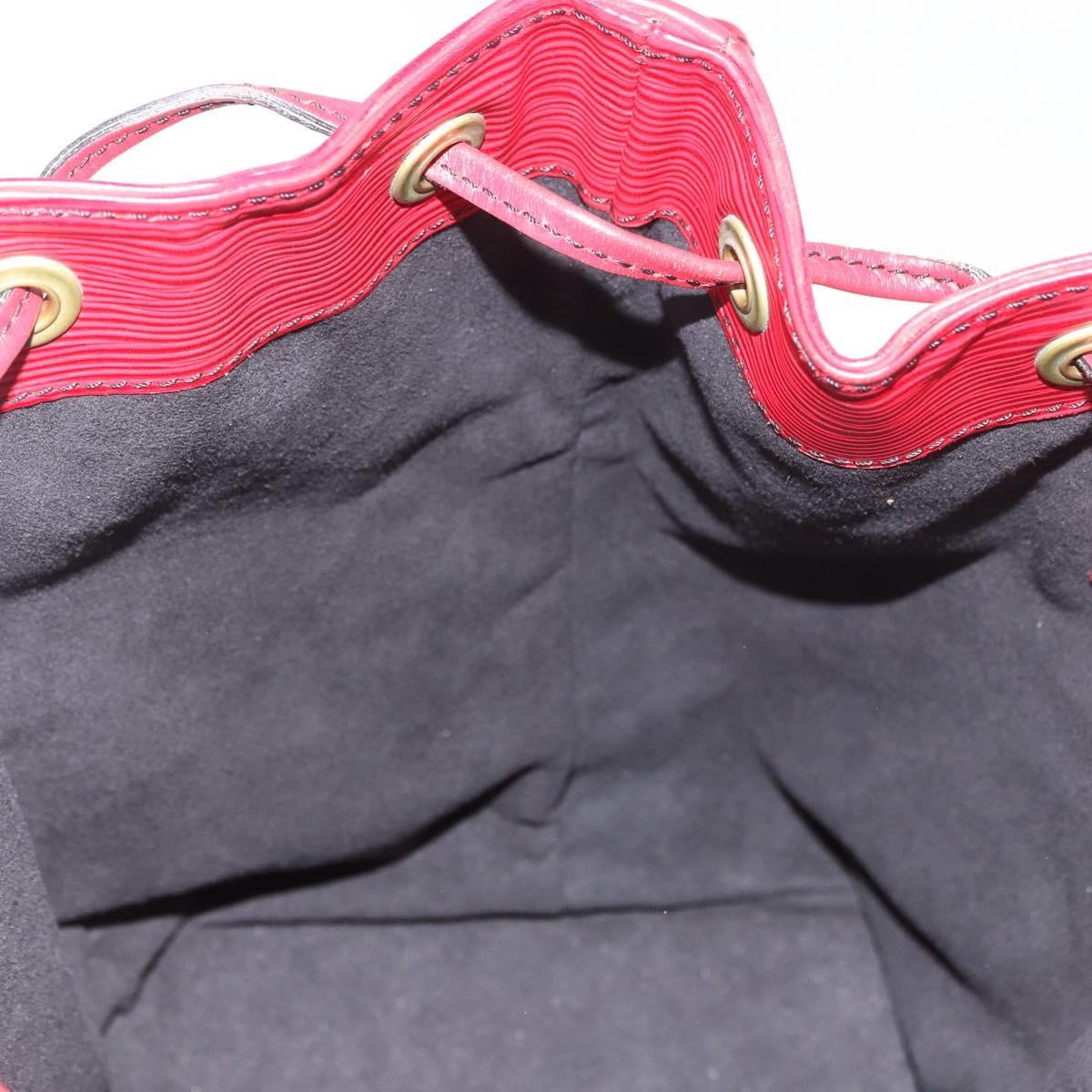 Louis Vuitton Petit Noe Monogram Canvas Red Leather Handbag (Pre-Owned)