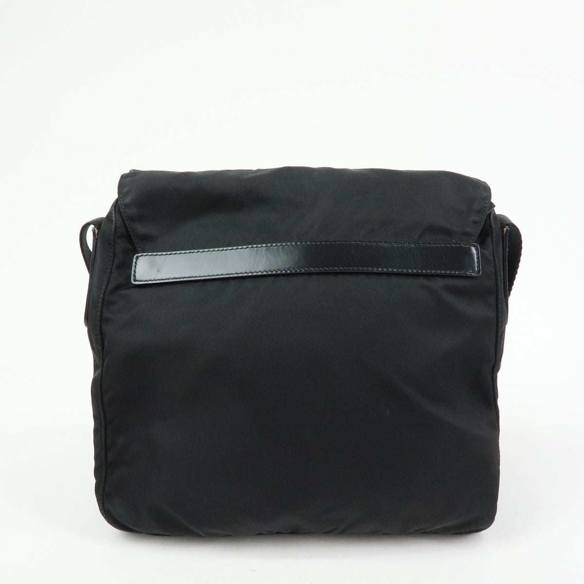 Prada Zip Buckle Messenger Tessuto Black Nylon Handbag (Pre-Owned)