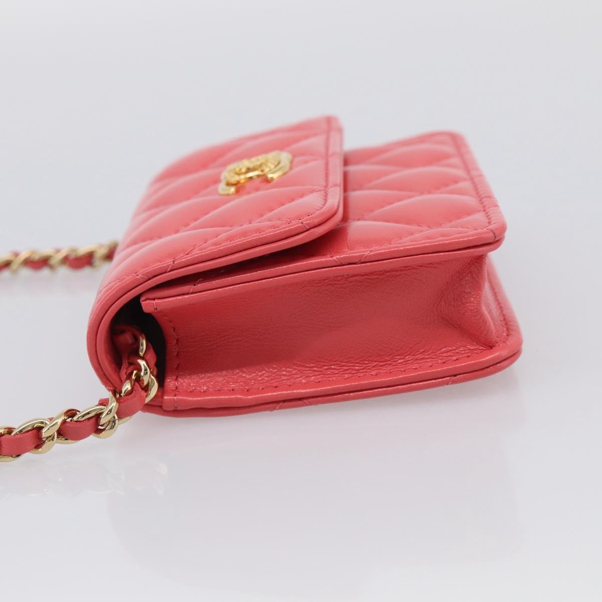 Chanel Textured Cc Wallet On Chain Quilted Lambskin Pink Leather Crossbody Bag Bag (Pre-Owned)