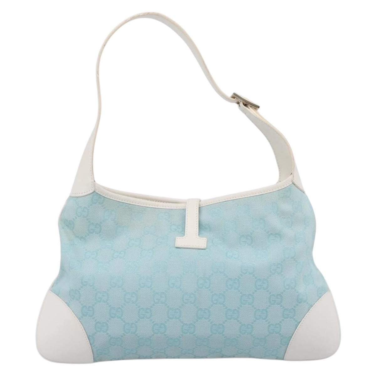 Gucci Jackie O Hobo Gg Canvas With Leather Blue Canvas Shoulder Bag Bag (Pre-Owned)