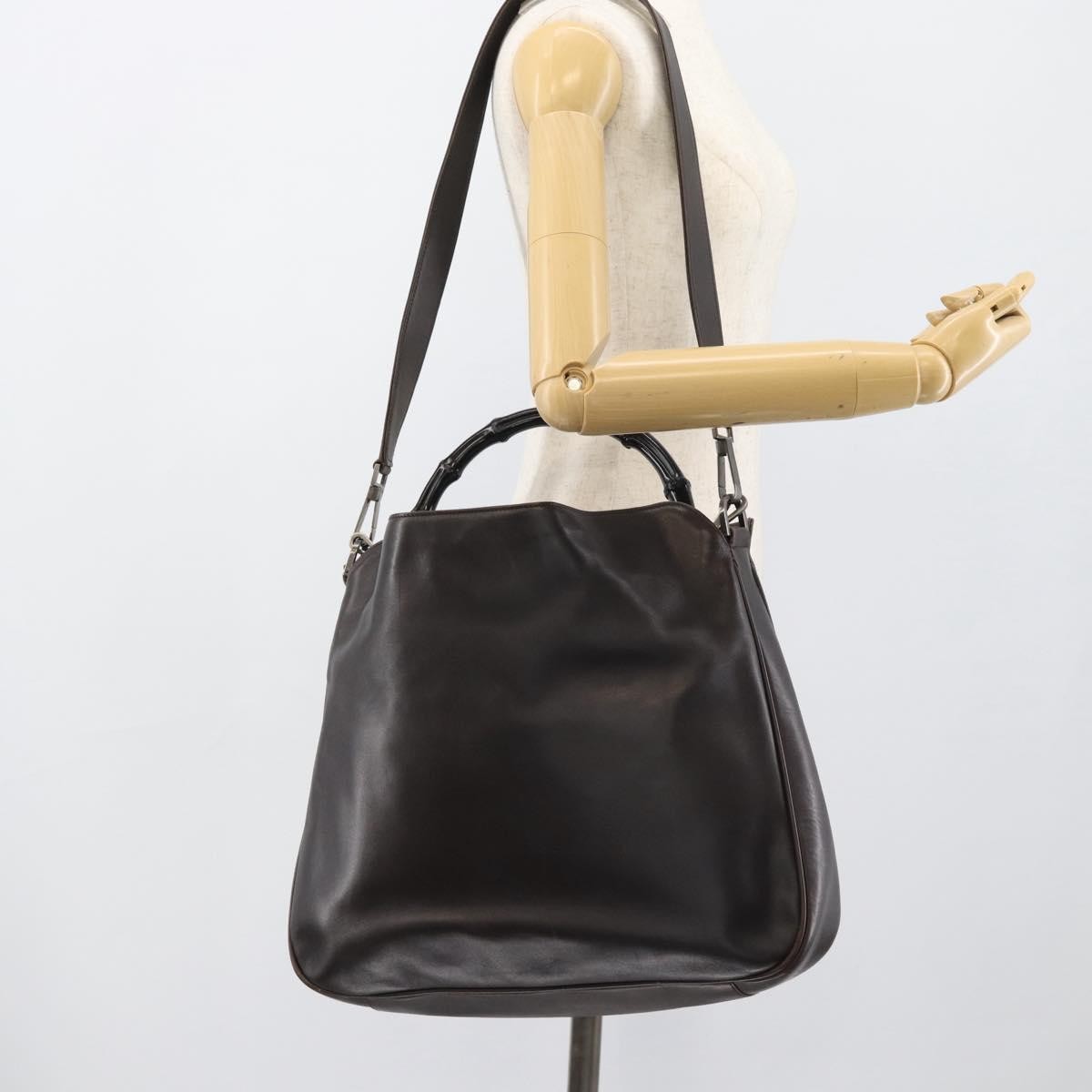 Gucci Vintage Bamboo Hobo Leather Brown Leather Shoulder Bag Bag (Pre-Owned)