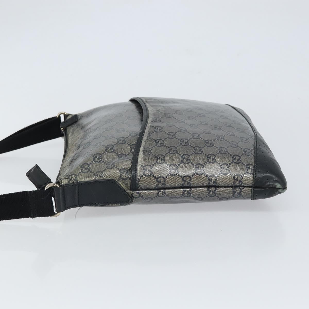 Gucci Zip Messenger Gg Canvas With Perforated Leather Navy Canvas Shoulder Bag Bag (Pre-Owned)