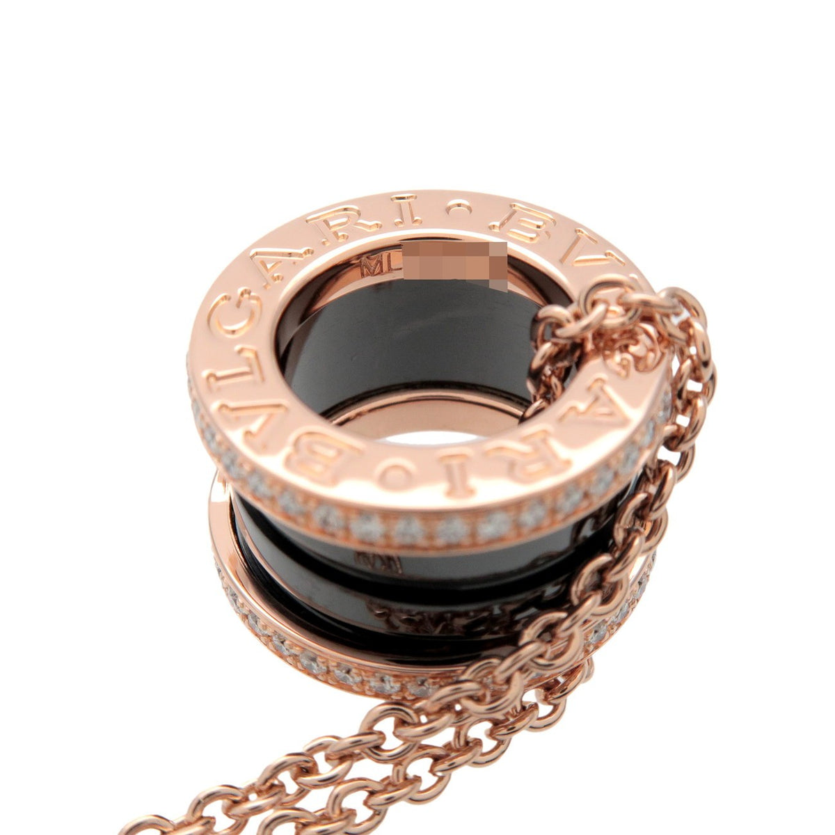 Bvlgari B.Zero1 Pendant 18K Rose Gold And Ceramic With Diamonds Pink Rose_Gold Necklace Jewelry (Pre-Owned)