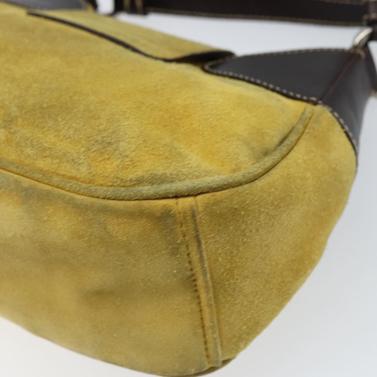 Prada Push Lock Flap Satchel Suede Yellow Suede Shoulder Bag Bag (Pre-Owned)