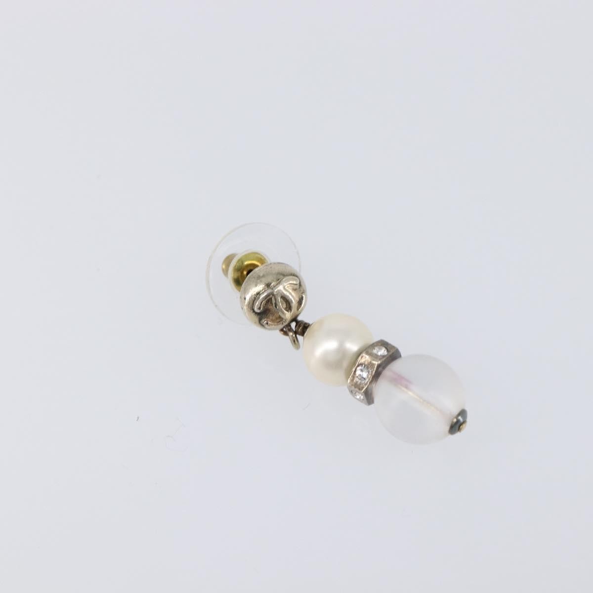 Chanel Cc Pearl Drop Faux Pearl And Metal Silver Metal Earrings Jewelry (Pre-Owned)