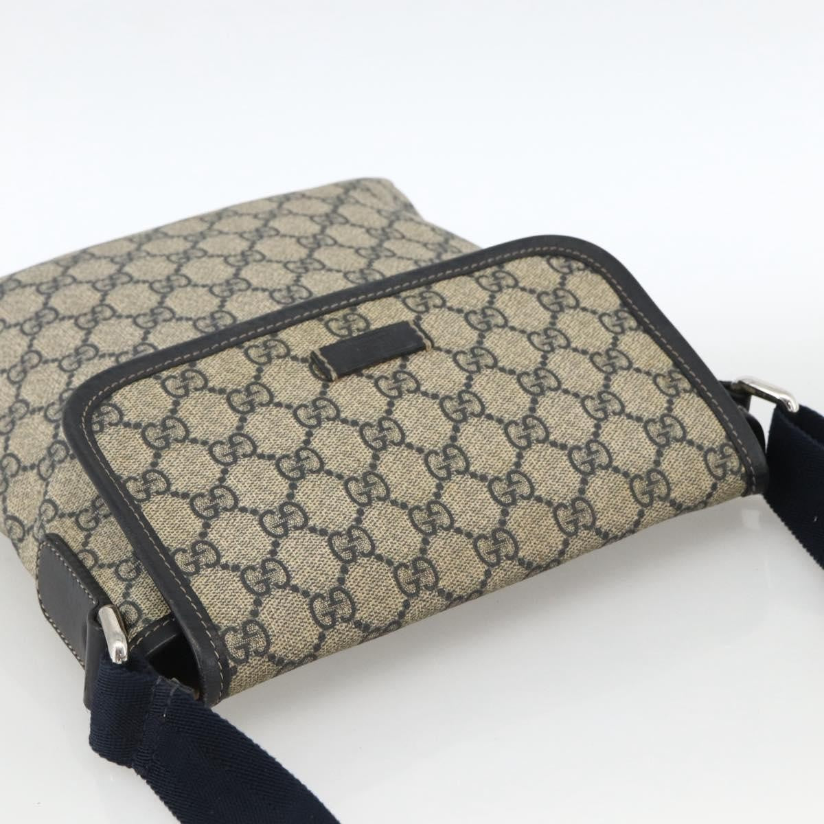 Gucci Flap Messenger Gg Coated Canvas Navy Canvas Shoulder Bag Bag (Pre-Owned)