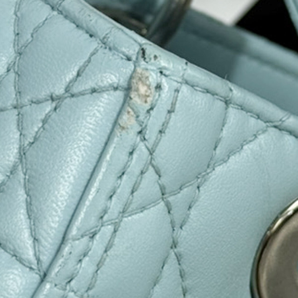 Christian Dior Lady Dior Leather Blue Leather Bag (Pre-Owned)
