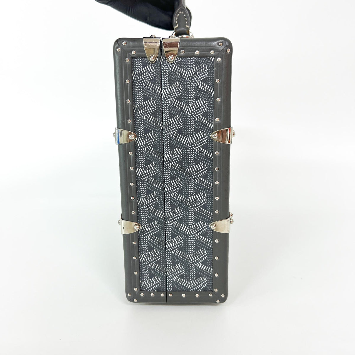 Goyard Grand Hotel Trunk Coated Canvas Black Canvas Handbag (Pre-Owned)