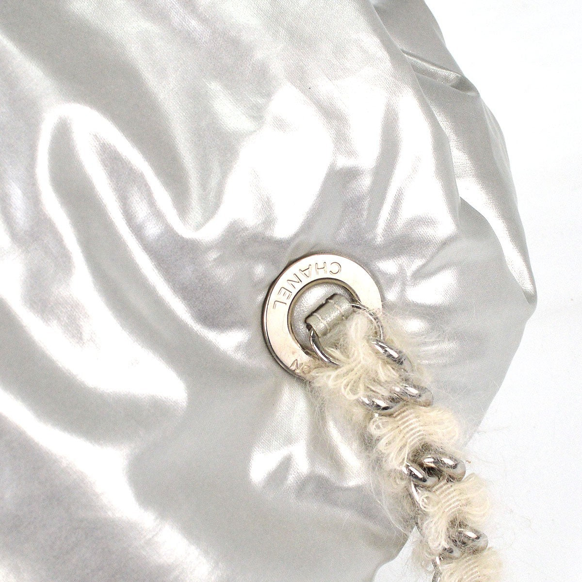 Chanel Polar Bon Bon Vinyl With Mohair Silver Nylon Tote Bag Bag (Pre-Owned)