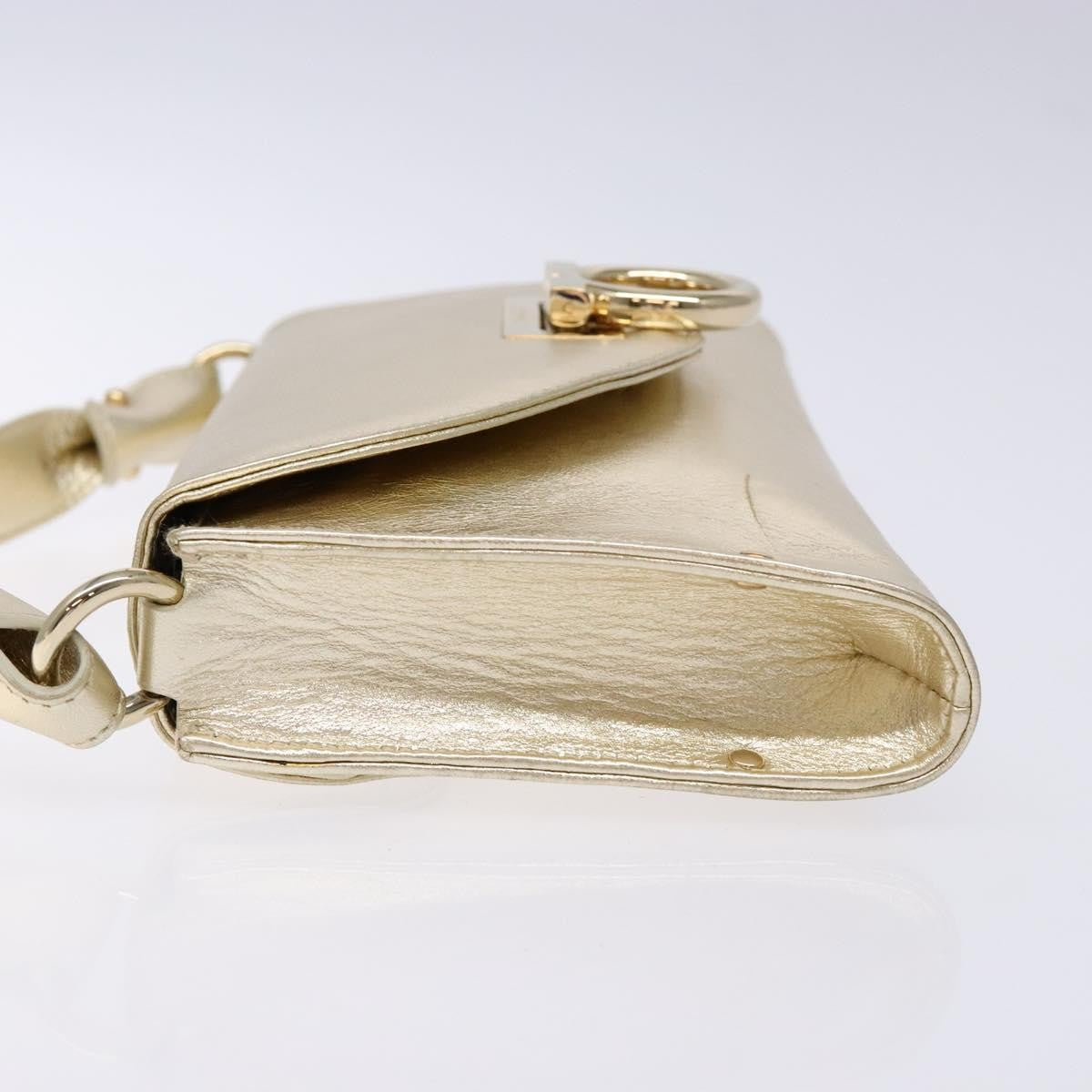 Salvatore Ferragamo Gancini Leather Gold Leather Shoulder Bag Bag (Pre-Owned)