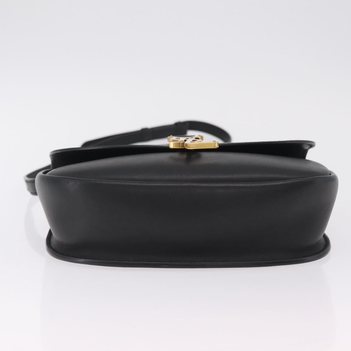 Saint Laurent Kaia Leather With Brogue Detail Black Leather Shoulder Bag Bag (Pre-Owned)