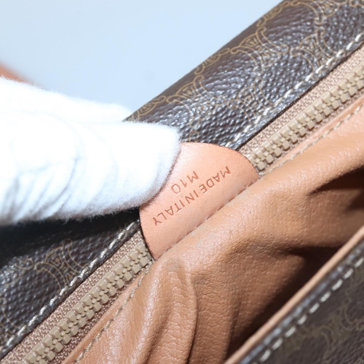 Celine Vintage Macadam Canvas And Leather Brown Canvas Shoulder Bag Bag (Pre-Owned)