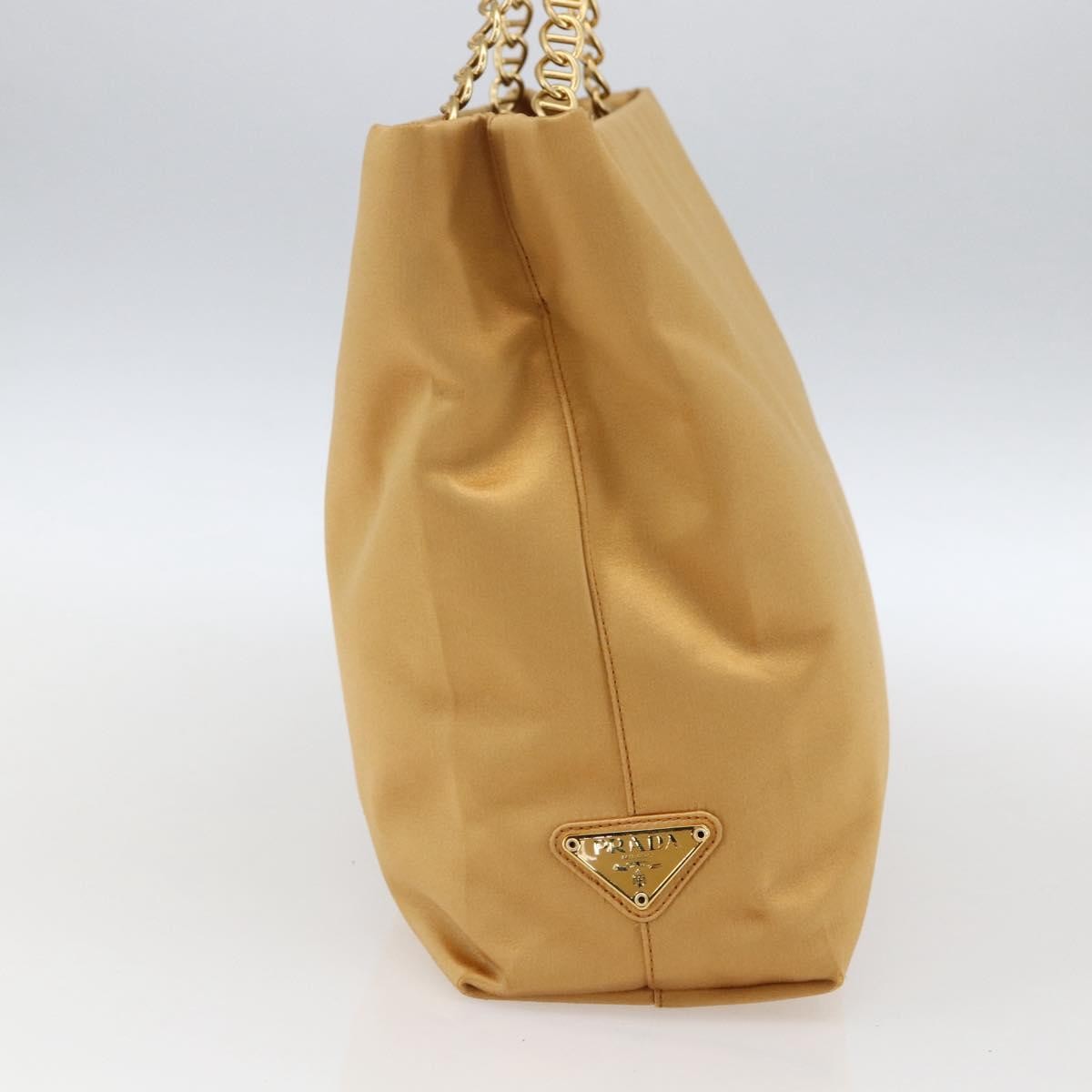 Prada Chain Satin Gold Satin Shoulder Bag Bag (Pre-Owned)