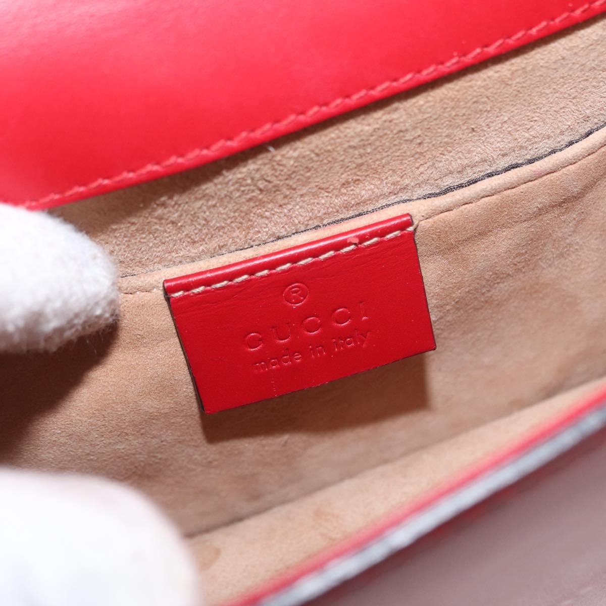 Gucci Sylvie Chain Leather Red Leather Shoulder Bag Bag (Pre-Owned)