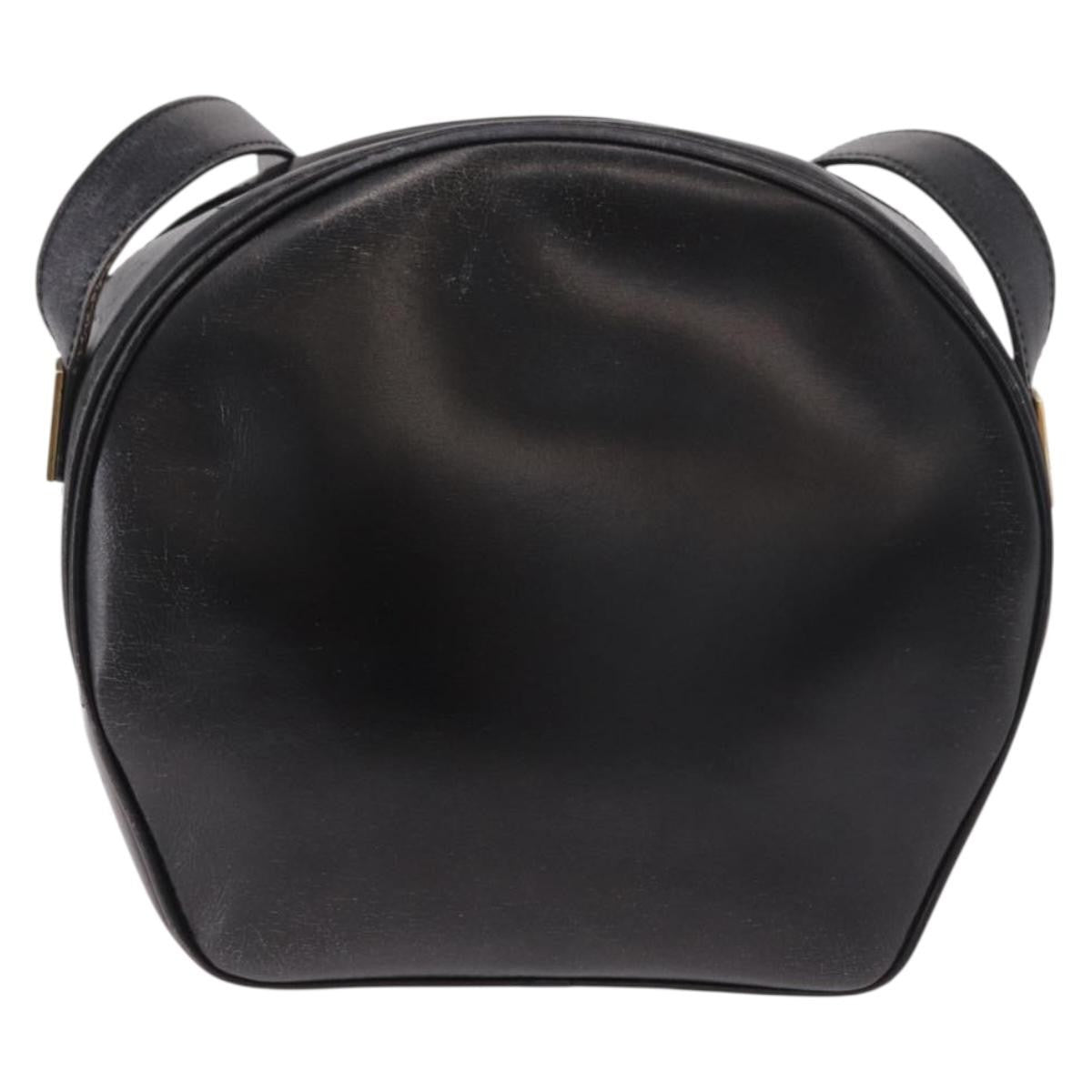 Celine Vintage Circle Logo Leather Black Leather Shoulder Bag Bag (Pre-Owned)