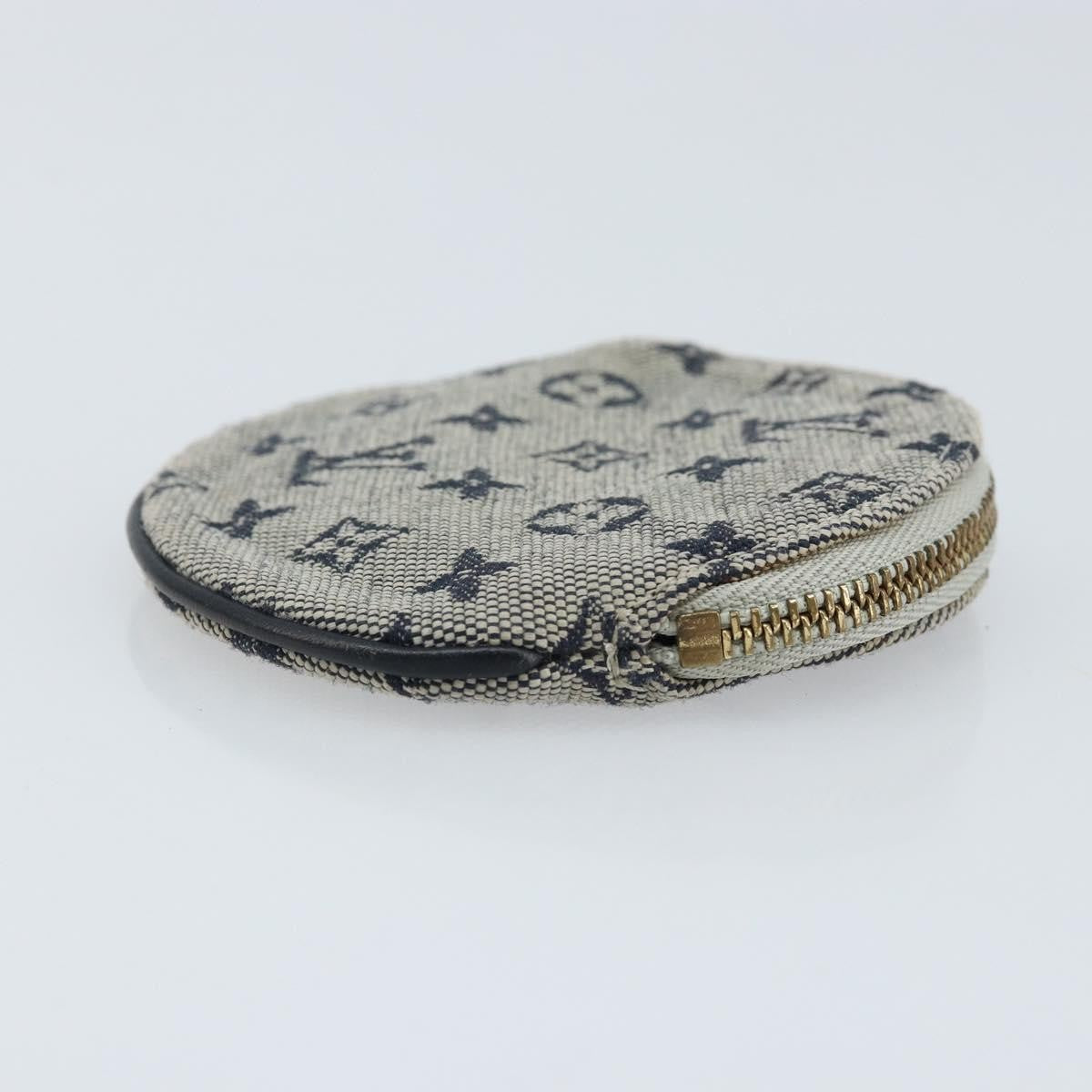 Louis Vuitton Round Coin Purse Mini Lin Blue Canvas Clutche & Pouche Bag (Pre-Owned)