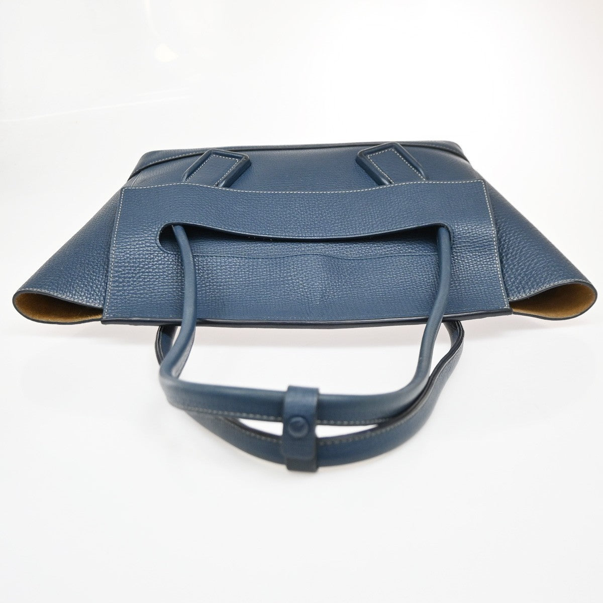 Bottega Veneta Arco Grainy Leather Navy Leather Tote Bag Bag (Pre-Owned)