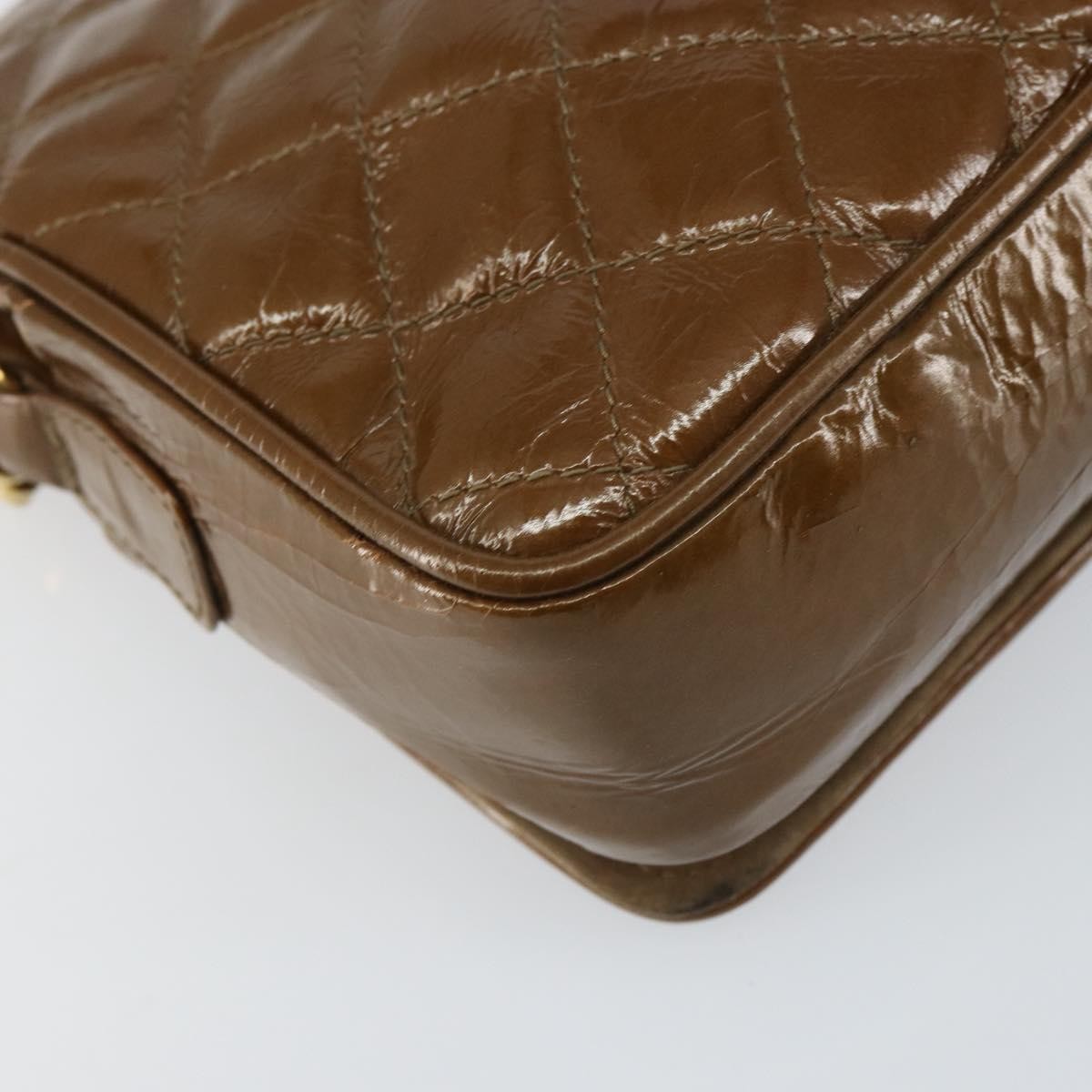 Bally Vintage Chain Quilted Patent Leather Brown Patent_Leather Shoulder Bag Bag (Pre-Owned)