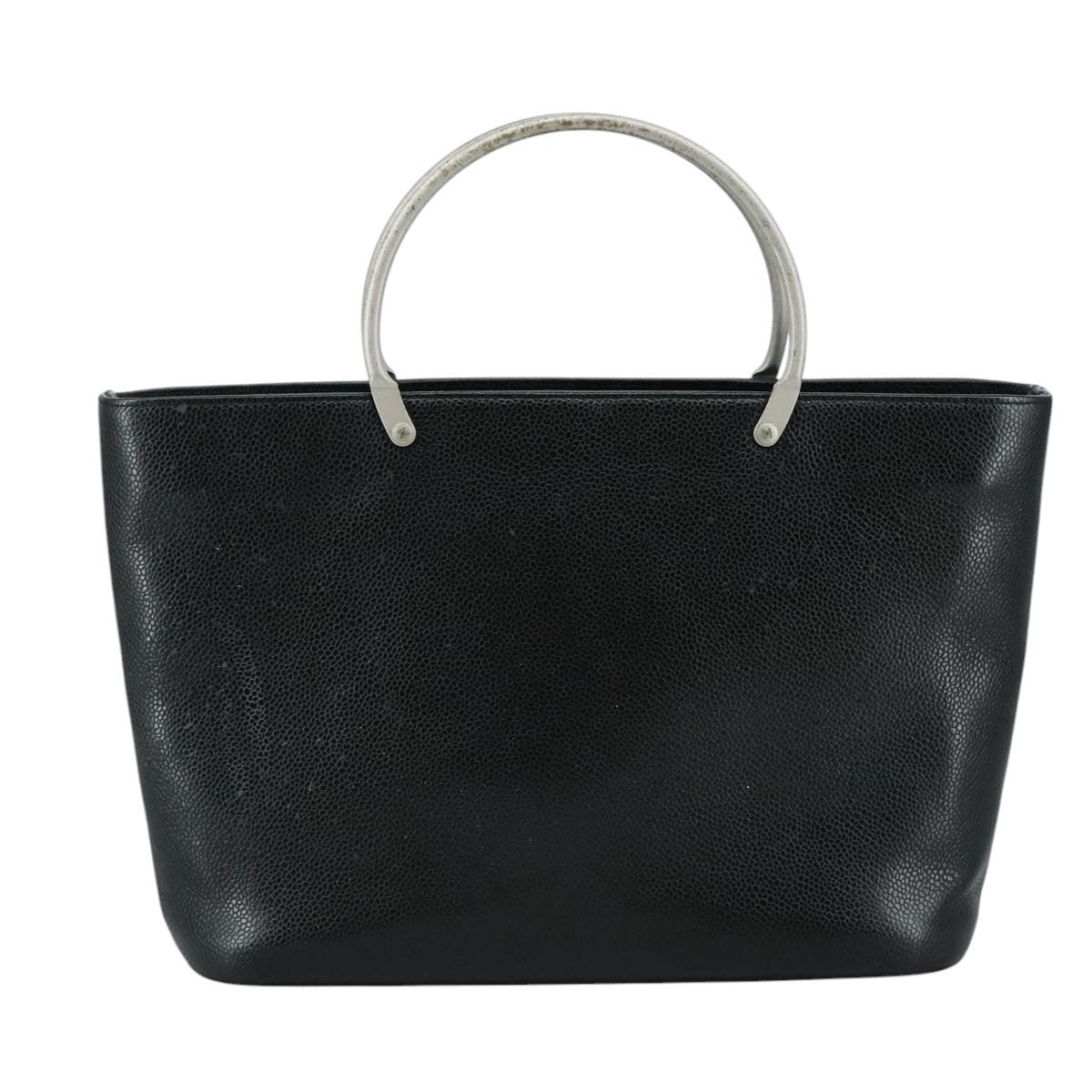 Chanel Vintage Tote Leather Black Leather Tote Bag Bag (Pre-Owned)