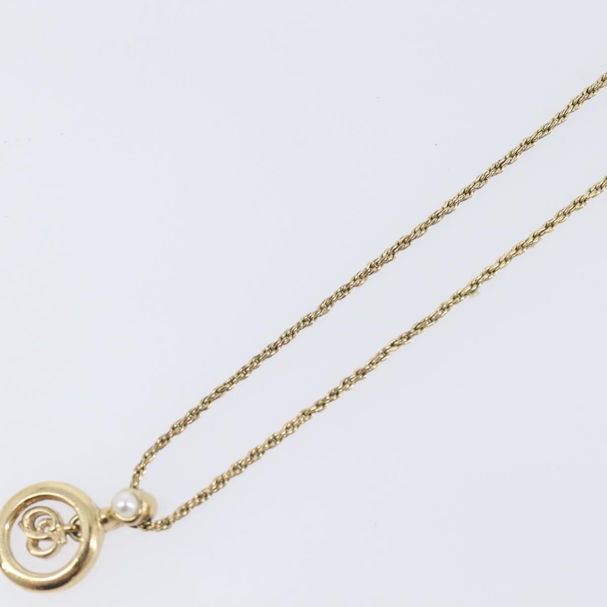 Christian Dior Vintage Cd Pendant Metal Gold Metal Necklace Jewelry (Pre-Owned)