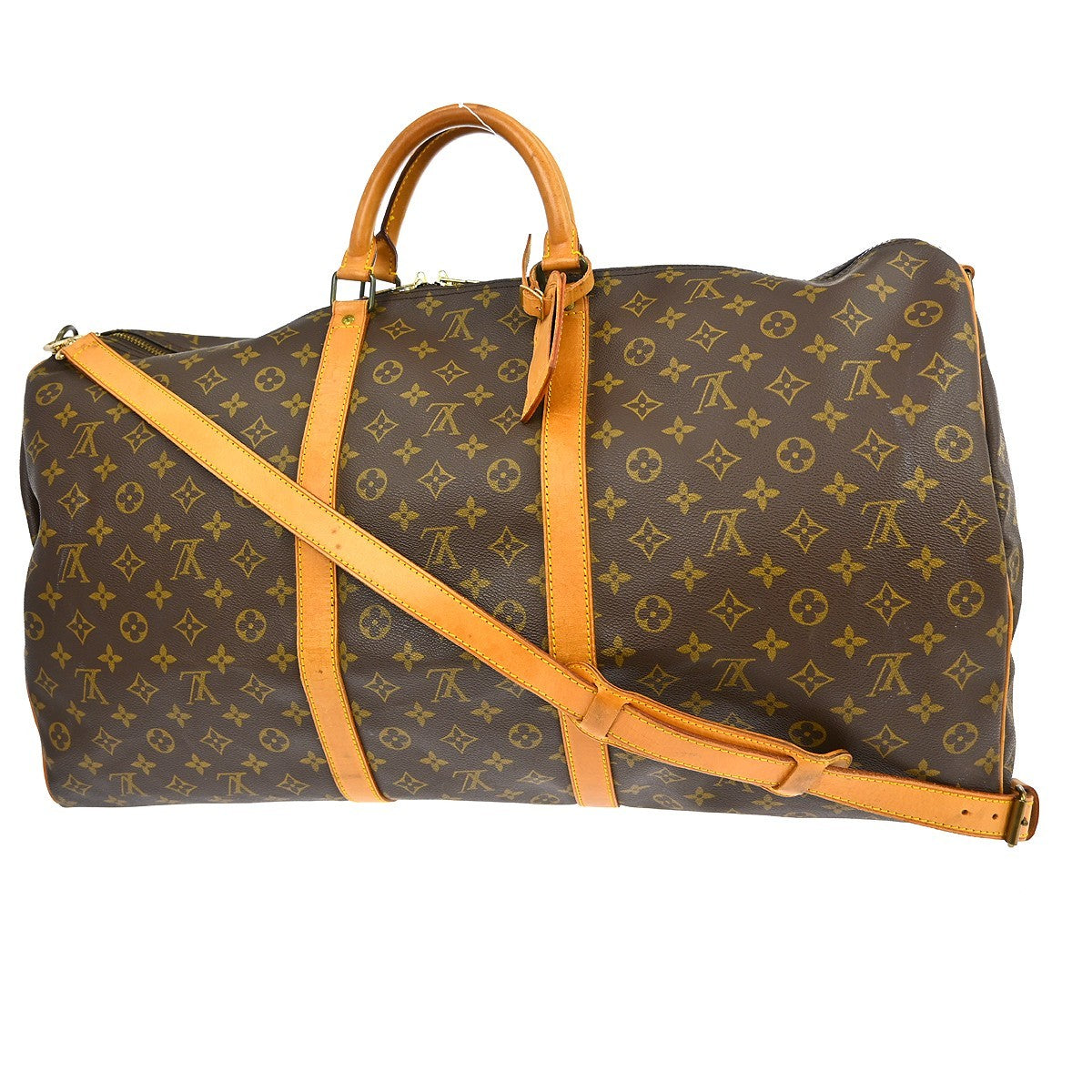 Louis Vuitton Keepall Bandoulière Monogram Brown Canvas Travel Bag Bag (Pre-Owned)