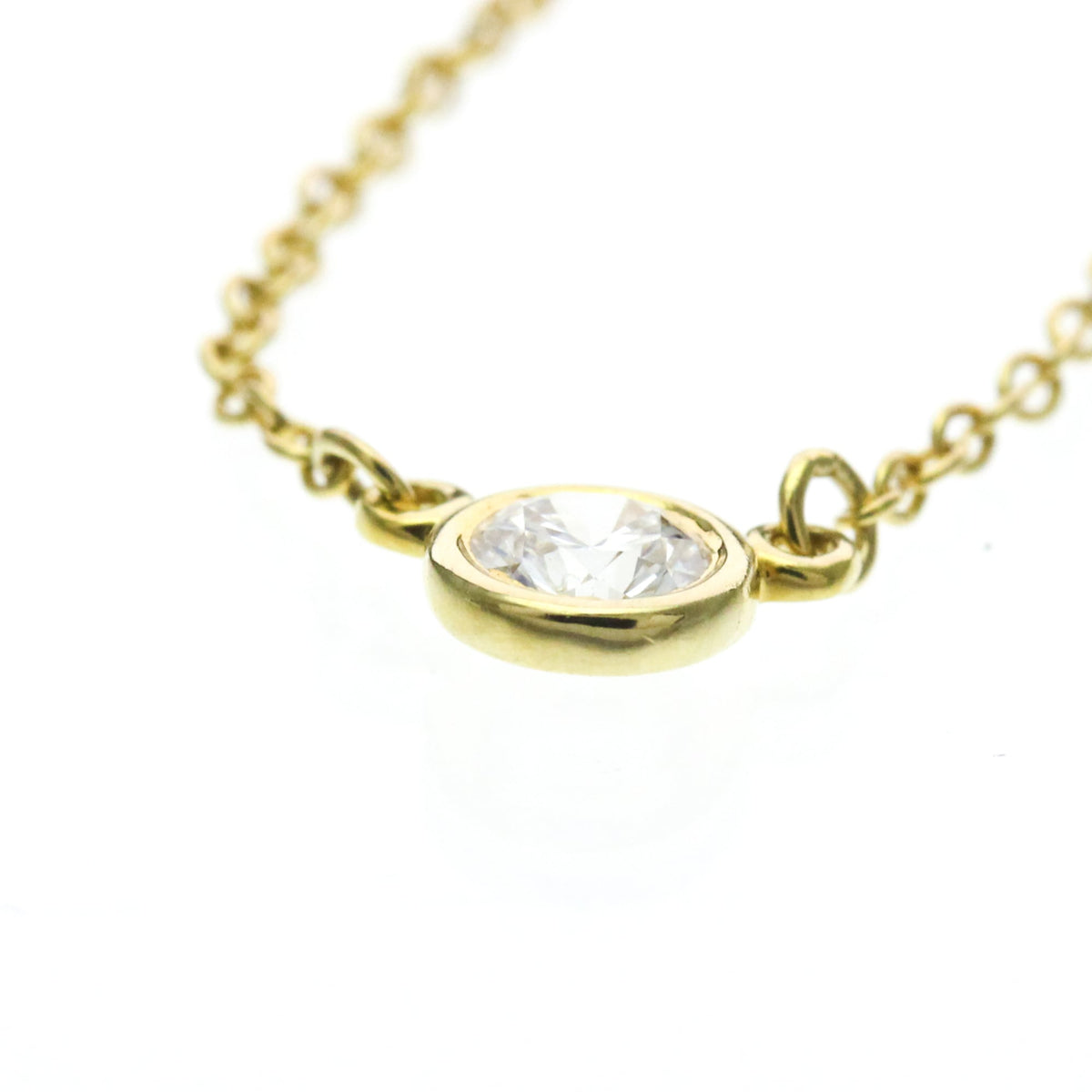 Tiffany & Co. Elsa Peretti Diamonds By The Yard Pendant 18K Rose Gold With Pear-Shaped Diamond Yellow Yellow_Gold Necklace Jewelry (Pre-Owned)