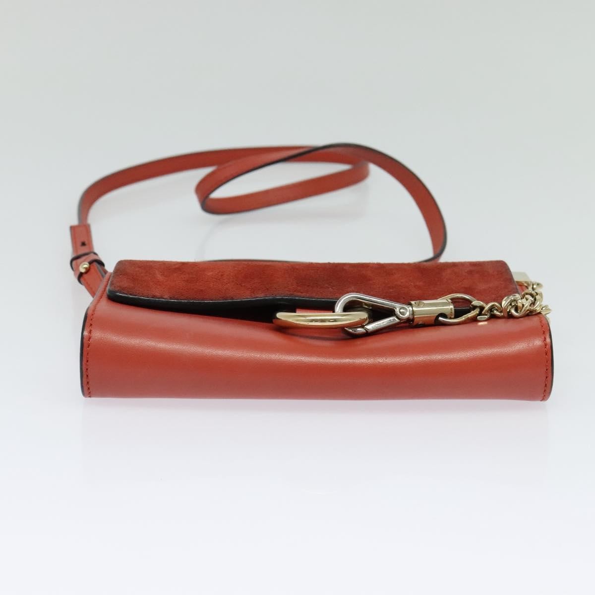 Chloe Faye Leather And Suede Red Leather Shoulder Bag Bag (Pre-Owned)