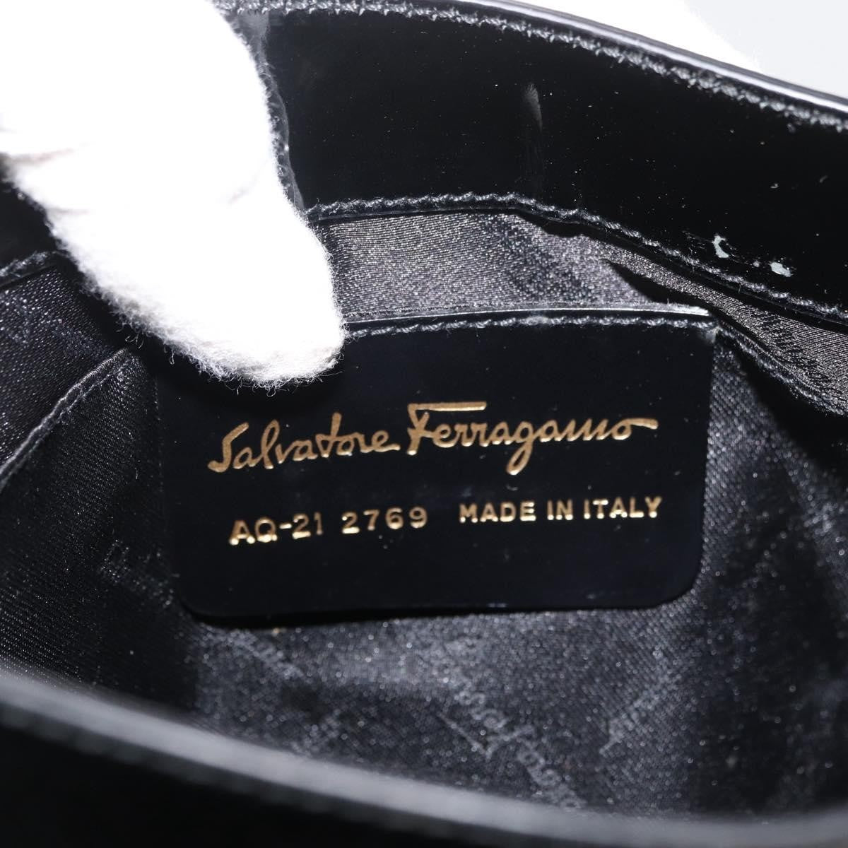 Salvatore Ferragamo Gancini Patent Leather Black Patent_Leather Shoulder Bag Bag (Pre-Owned)