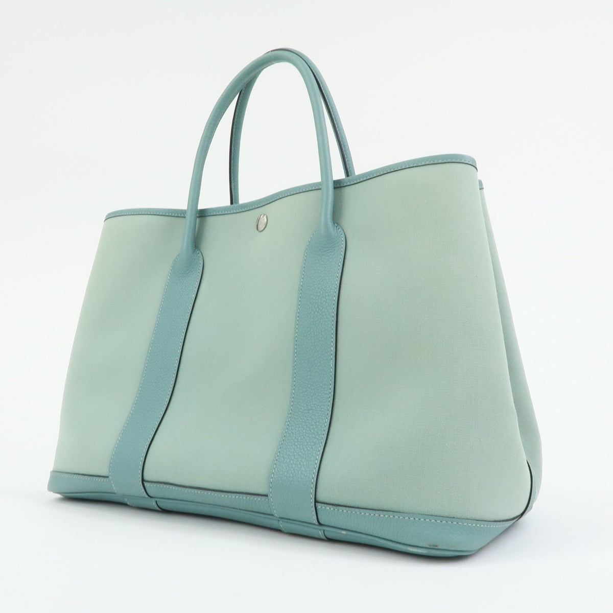 Hermes Garden Party Toile And Leather Green Canvas Tote Bag Bag (Pre-Owned)