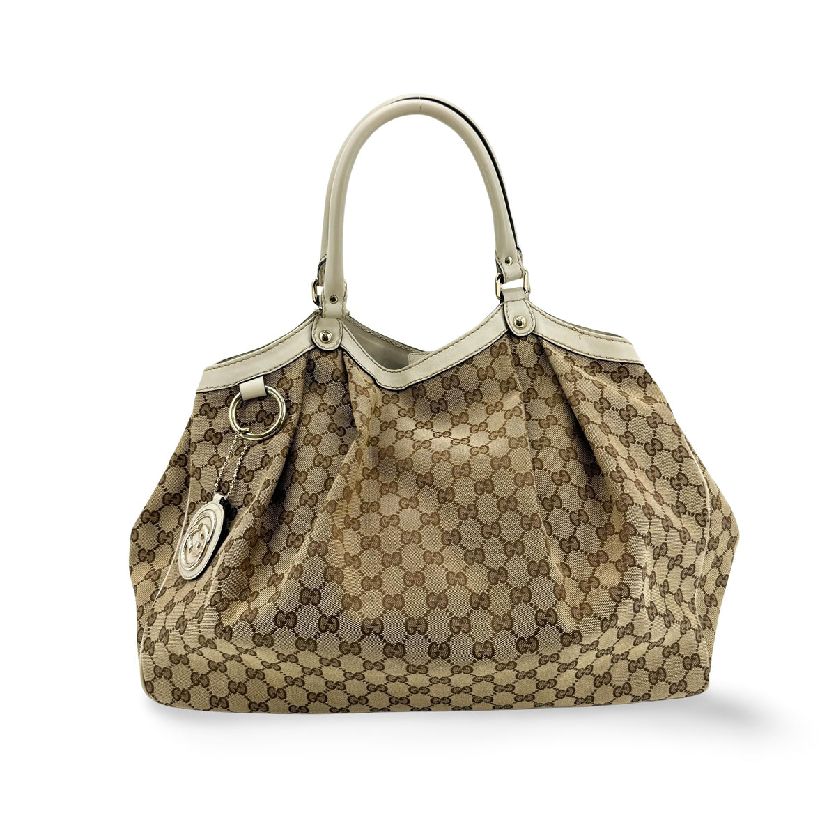 Gucci Sukey Tote Gg Canvas And Leather Brown Canvas Tote Bag Bag (Pre-Owned)
