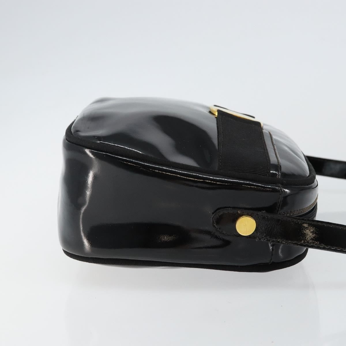 Salvatore Ferragamo Vala Patent Leather Black Patent_Leather Bag (Pre-Owned)