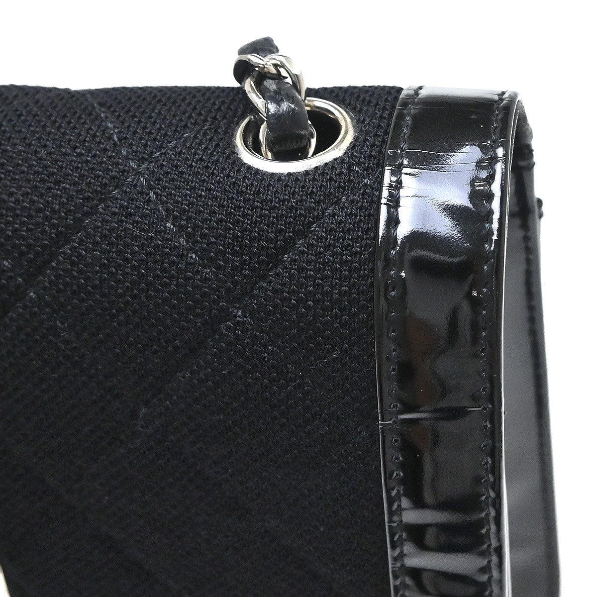 Chanel Reissue Flap Quilted Jersey With Patent Black Canvas Shoulder Bag Bag (Pre-Owned)