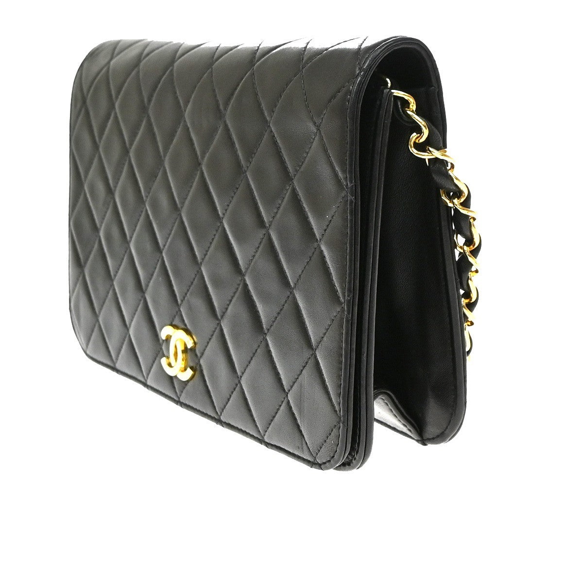 Chanel Cc Full Flap Wallet On Chain Quilted Caviar Black Leather Crossbody Bag Bag (Pre-Owned)