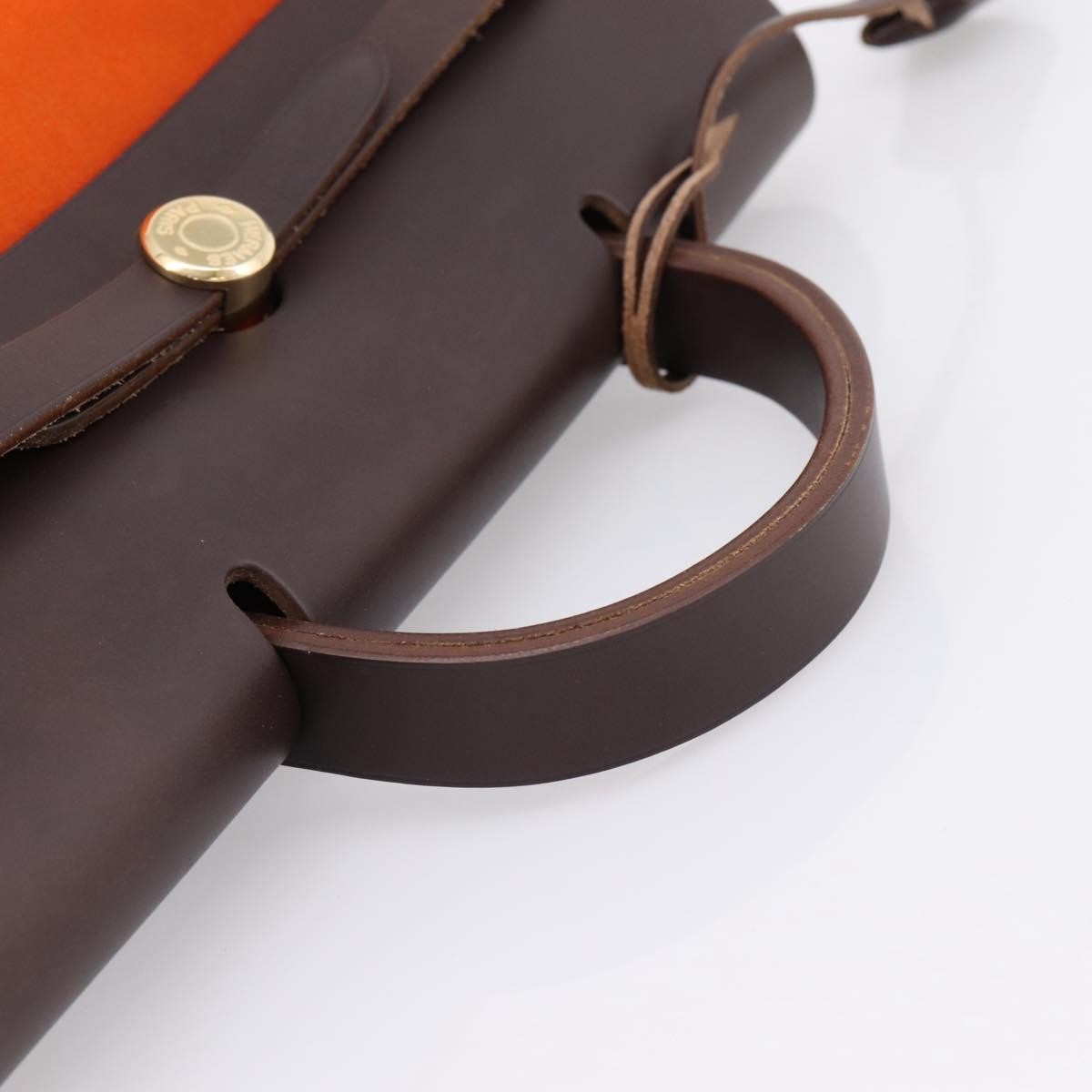 Hermes Herbag A Dos Toile Orange Canvas Backpack Bag (Pre-Owned)