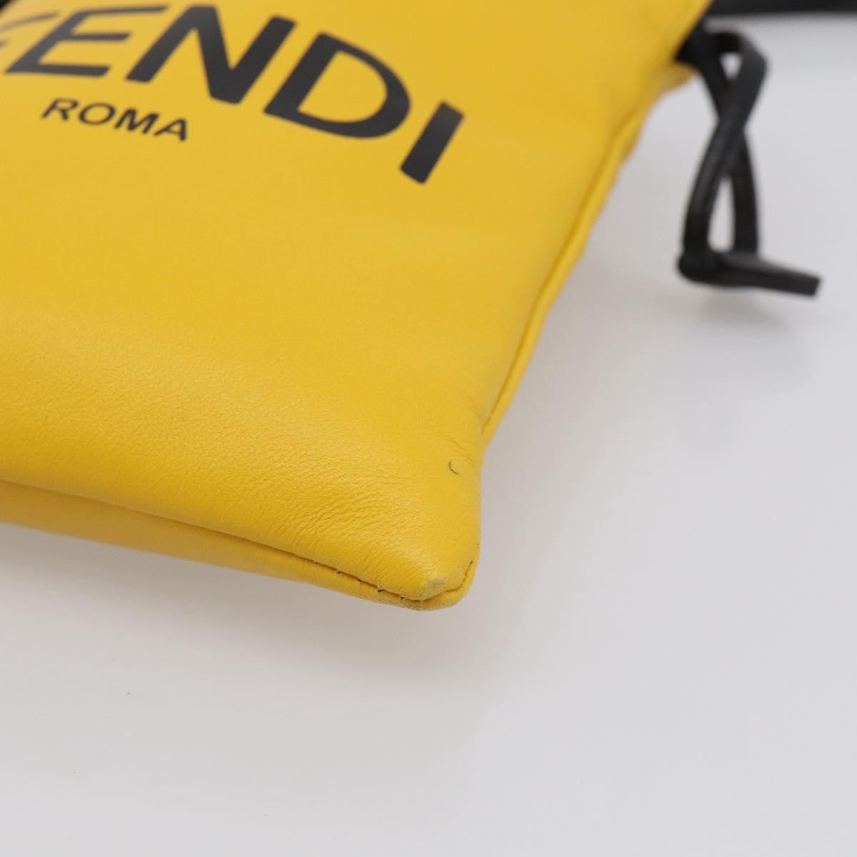 Fendi Logo Drawstring Leather Yellow Leather Handbag (Pre-Owned)