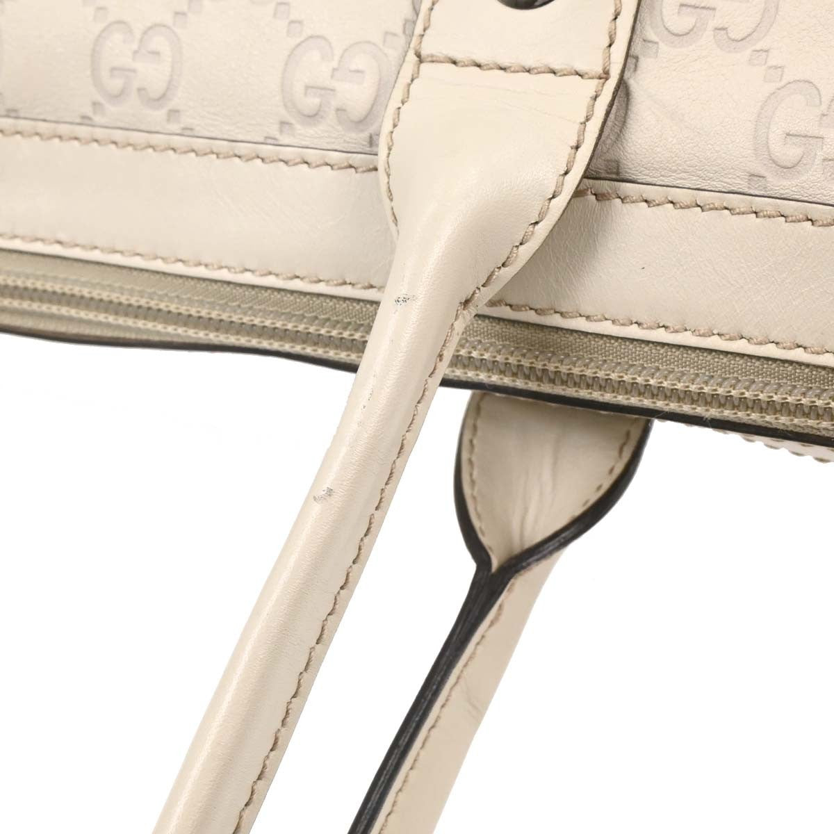 Gucci Princy Zip Tote Gg Canvas And Leather White Leather Tote Bag Bag (Pre-Owned)