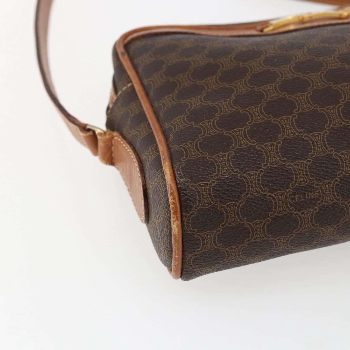 Celine Vintage Macadam Canvas And Leather Brown Canvas Shoulder Bag Bag (Pre-Owned)