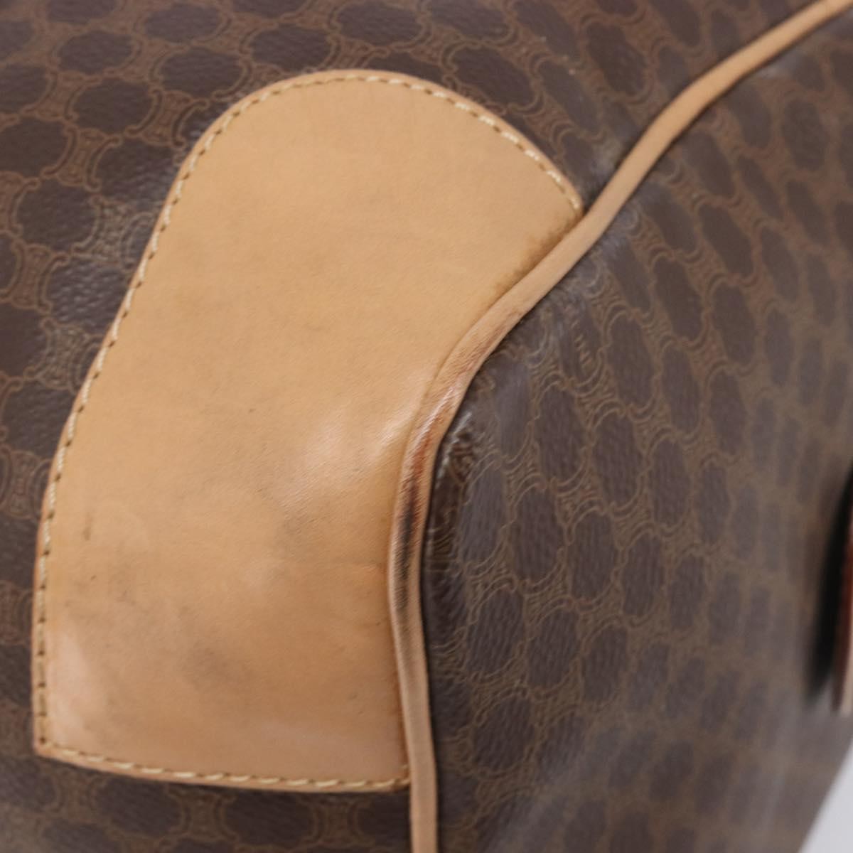 Celine Vintage Duffle Macadam Coated Canvas Brown Pvc Handbag (Pre-Owned)