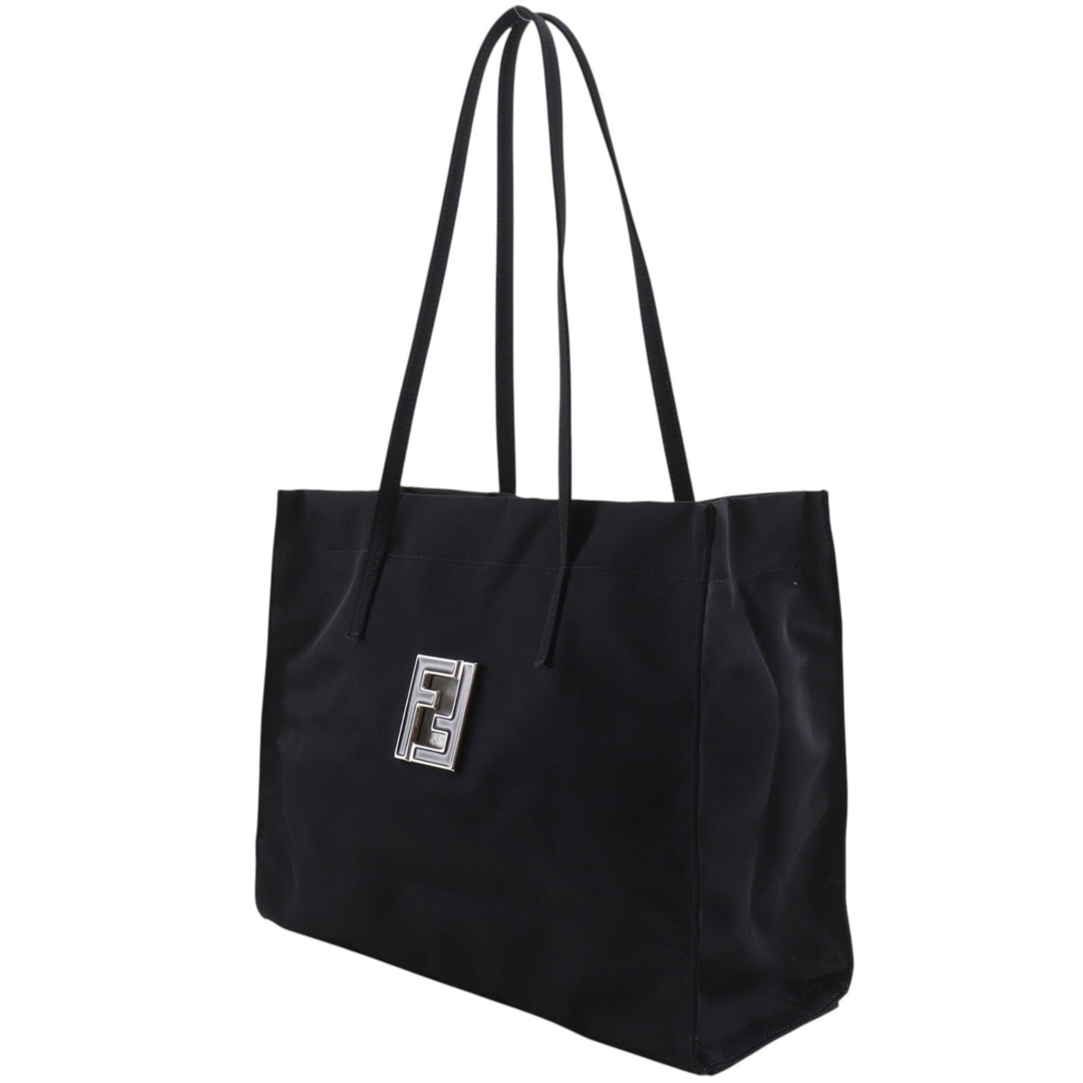Fendi Vintage Ff Nylon Black Nylon Tote Bag Bag (Pre-Owned)