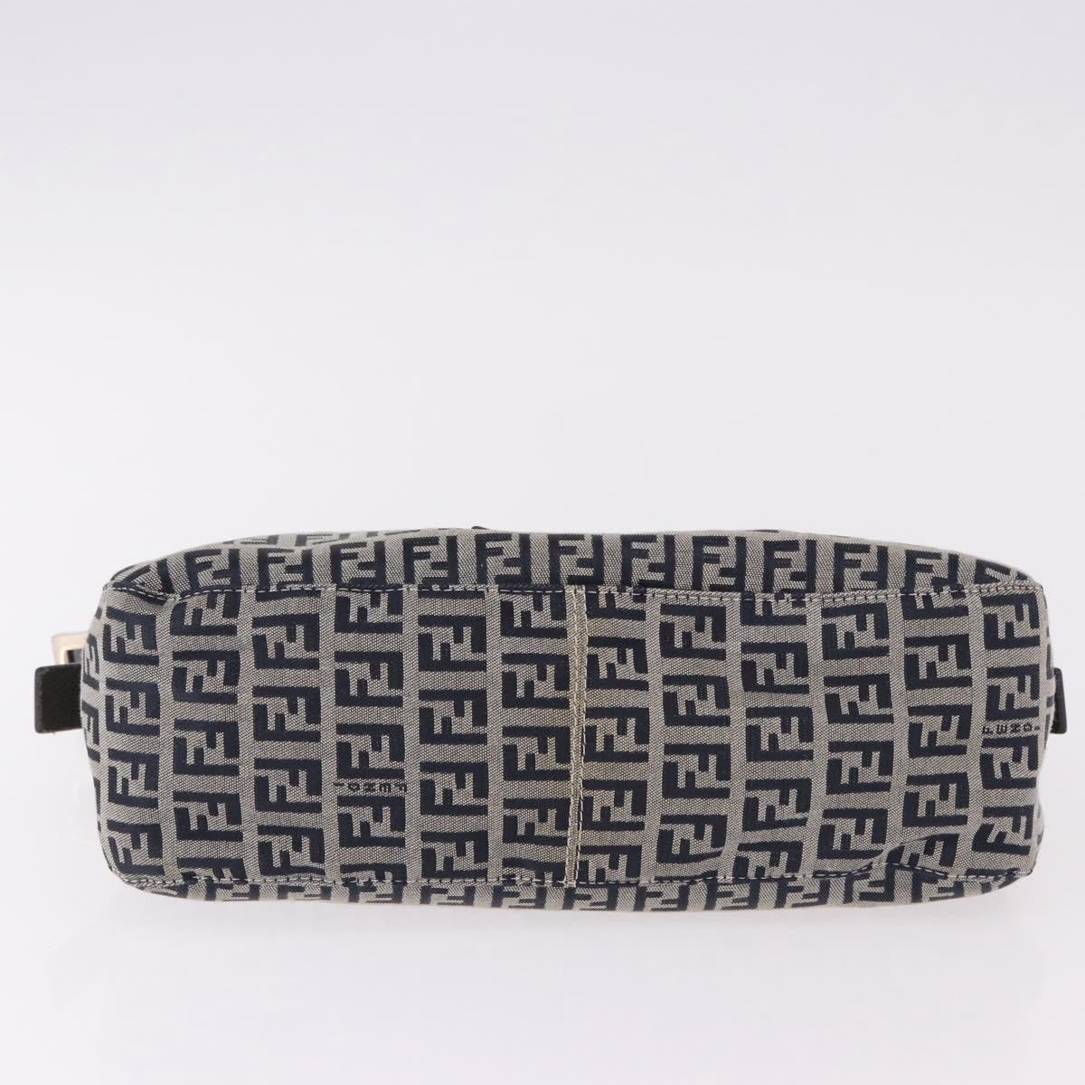 Fendi Baguette Zucchino Canvas Navy Canvas Handbag (Pre-Owned)